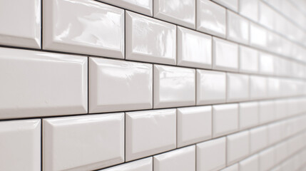 A white brick wall with a white tile