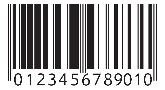 A black and white barcode with numerical digits below, isolated on transparent background