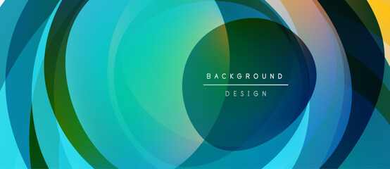 Fototapeta premium Abstract circular layers create vibrant visual effect. Colors blend, forming dynamic background design. Modern, clean aesthetic.
