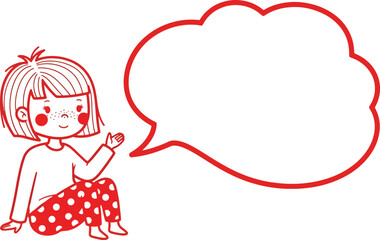 Cute girl with speech bubble, perfect for adding text or messages
