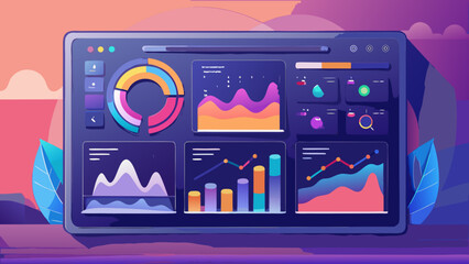 Infographic Dashboard UI Vector Illustration Minimalist Flat Design
