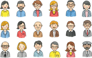 Set of diverse people avatars, representing different professions and personalities