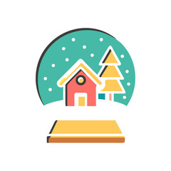 Illustration of a snow globe with a house on transparent background