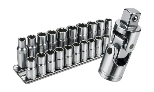 24-piece socket set with a universal joint for diverse automotive applications.