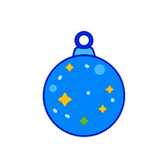 Illustration of a blue christmas ornament on transparent background
