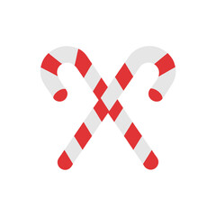 Two candy canes crossed on white background on transparent background