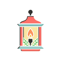Illustration of a decorative candle lantern on transparent background