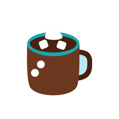 A brown mug of hot chocolate with cream on transparent background