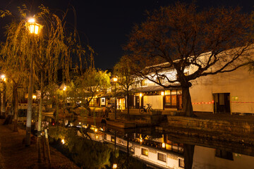 Naklejka premium 日本の風景・秋 岡山県倉敷市 夜の倉敷美観地区