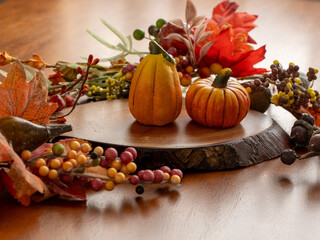 切り株の上のかぼちゃ