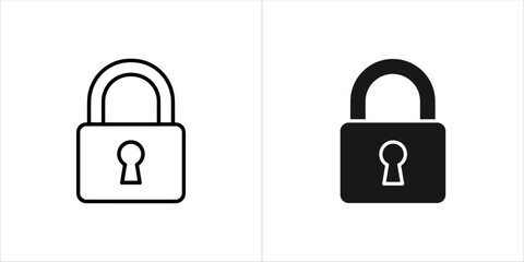 Padlock icon in outline and solid style