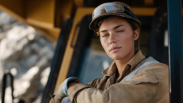 Autonomous mining drills operating deep underground with AI sensors and robotic maintenance arms, emotion of determination and innovation visible, representing smart extraction technologies,