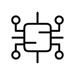 Simple black and white circuit board icon on transparent background silhouette