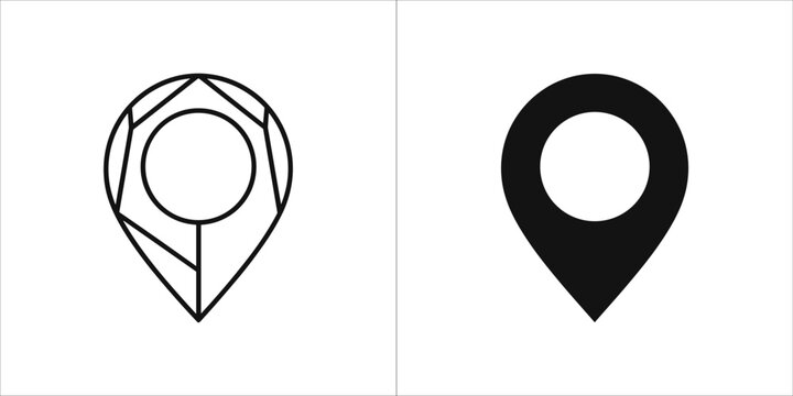 Location pin icon with geometric design and solid fill