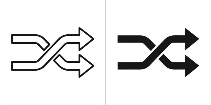 Two icons representing shuffle or random playback, one outlined and one filled