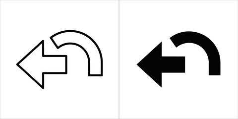 Set of two curved arrow icons, one outline and one filled
