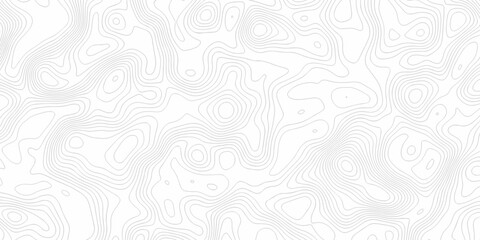 Minimal white line geometric grid outline curve counter map and wavy topography relief discovery area white, black line texture background.	
