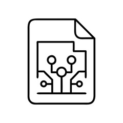 Fototapeta premium Circuit diagram on a curled page outline on transparent background silhouette