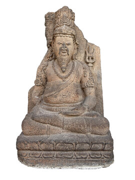 Ancient Javanese stone statue (arca) of Siwa Mahaguru/Agastya, the great sage and teacher of Hinduism, dating from the classical period of the archipelago kingdoms. A vital cultural artifact.