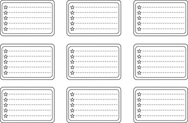 Set of nine outline boxes with bullet points and rounded corners for information display