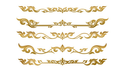 Traditional Thai Borders Illustration Design Collection for Frame Decoration, Invitation Layout, and Ornamental Packaging