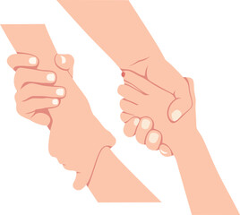 Two hands taking each other. Helping hand sign.