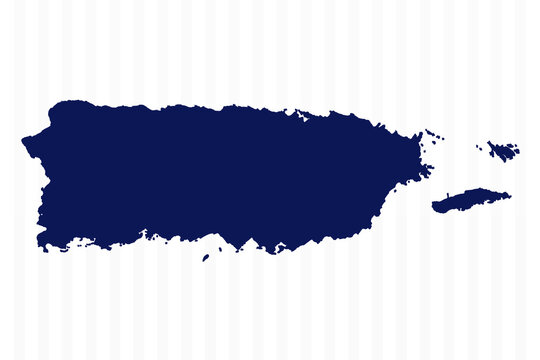 Flat Simple Puerto Rico Vector Map. Puerto Rico Outline Map Vector &ndash; High Detail Editable Caribbean Island Silhouette for Education, Design, and Travel Projects