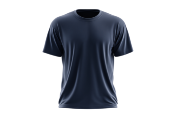 Dark blue textured t shirt isolated on transparent background