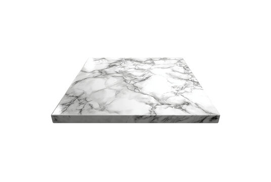 White marble slab with gray veins isolated on transparent background
