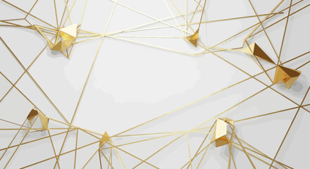 Fototapeta premium Geometric gold connections with clean white background ideal for modern designs and presentations