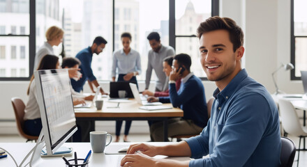 Positive Workplace with Young Professional and Busy Team