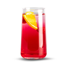 Raspberry and orange drink isolated on a transparent background. Natural and organic lemonade, rich in vitamins.