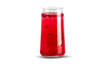 Cold lingonberry drink isolated on a transparent background. Natural and organic lemonade, rich in vitamins.