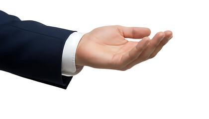 Open Hand Gesture in Business Attire Offering or Requesting Assistance.