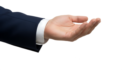 Open Hand Gesture in Business Attire Offering or Requesting Assistance.