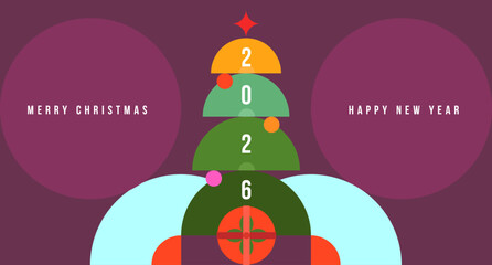 Holiday abstract background for happy new year or merry christmas in modern minimal style. Festive mosaic flat concept design for banner, card, poster, invitation. Bright vector illustration.