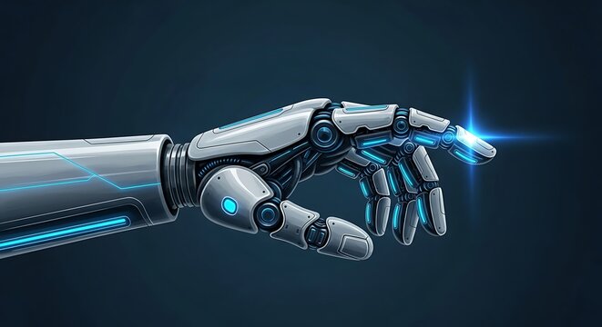 Robotic Hand Touching Virtual Interface - Technology and Innovation.