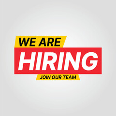 Hiring recruitment open vacancy design info label template. Vector illustration