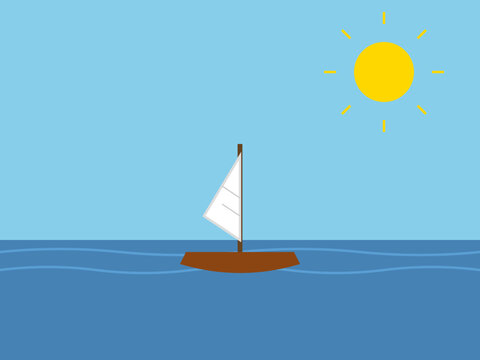 Serene Sailboat SVG: Detailed Illustration of a Triangular Sailed Boat on Calm Water

