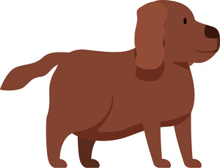 Simple cartoon illustration of a brown dog standing and looking away