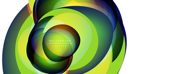 Abstract fluid shapes, vibrant green hues dominate. Dynamic composition suggests movement, energy, modern design aesthetic.