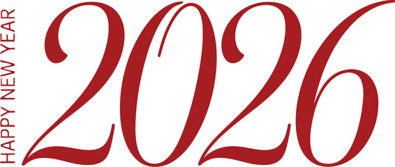 Elegant 2026 happy new year text vector graphic for festive celebrations and design