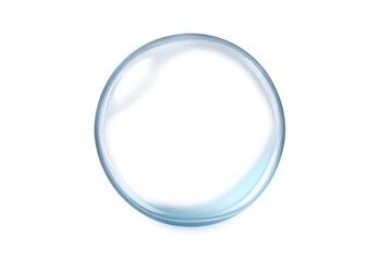 Transparent realistic soap bubble with reflections on black background