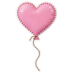 Charming pink felt heart balloon with decorative stitching and brown string