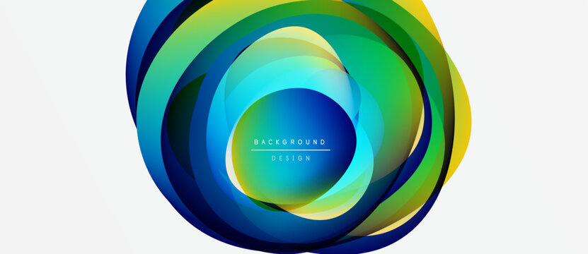 Abstract circular layers, vibrant colors blend. Modern design element, suitable background texture. Gradient shades create dynamic visual impact.