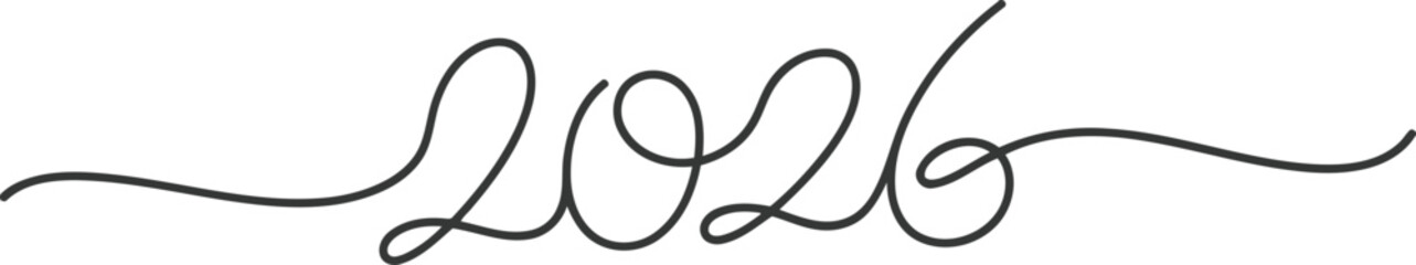 Elegant vector illustration of the year 2026 in stylish script typography © Mahraz