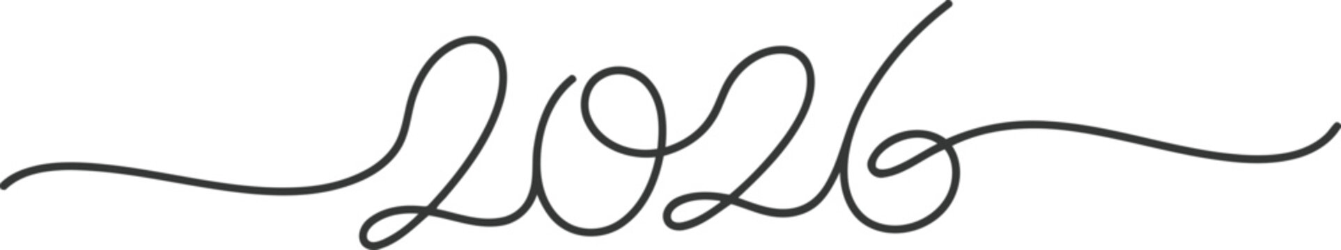Elegant vector illustration of the year 2026 in stylish script typography