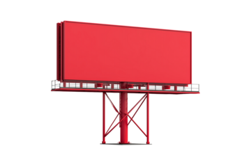 Blank red billboard structure isolated on transparent background