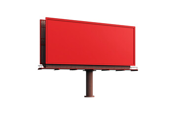 Obraz premium Blank red billboard isolated on transparent background for advertising