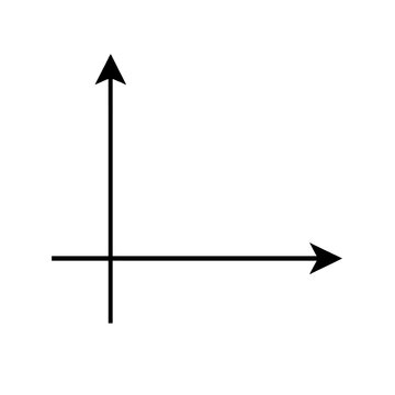 Clear vector graphic illustrating the fundamental Cartesian coordinate system with positive X and Y axes, originating from the origin, essential for math, science, data visualization